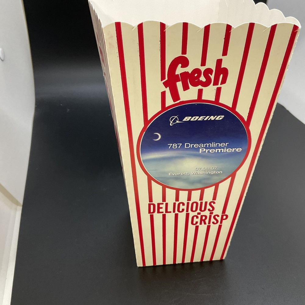 Set Of 4‎ Popcorn Carboard Square Tubs Boeing 787 Dreamliner Premier Celebration